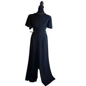 Calvin Klein Women's Black Flutter Sleeve Jumpsuit Size 8 Formal